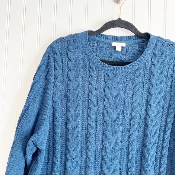 J. Jill Medium Blue Chenille Cable Knit Sweater - Picture 2 of 6